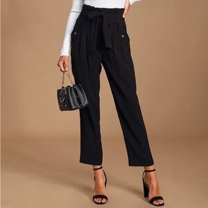 *NWT* Black Paperbag Waist Pants